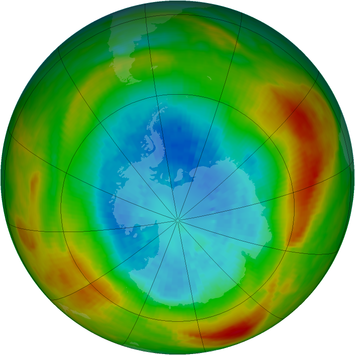 Antarctic ozone map for 16 September 1981